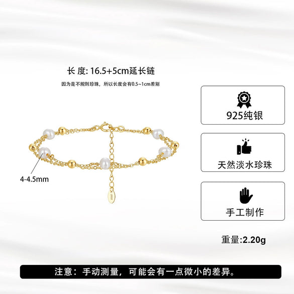 Wholesale Women's Minimalist Geometric 925 Sterling Silver Bracelet With Electroplating
