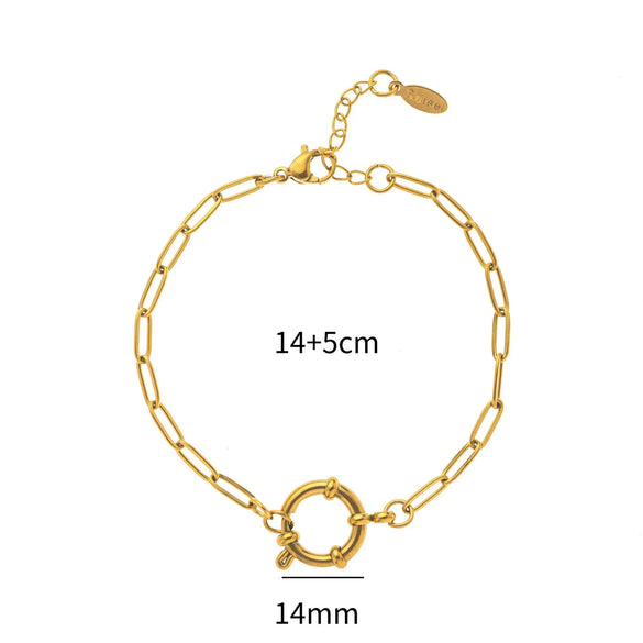 Wholesale Women's Minimalist Geometric Titanium Steel Detachable Sailor Bracelet With Oven Vacuum Plating And Electroplating