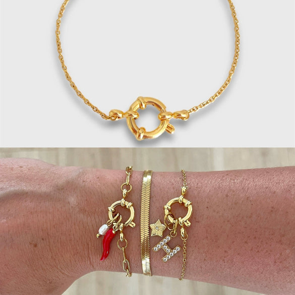 Wholesale Women's Minimalist Geometric Titanium Steel Detachable Sailor Bracelet With Oven Vacuum Plating