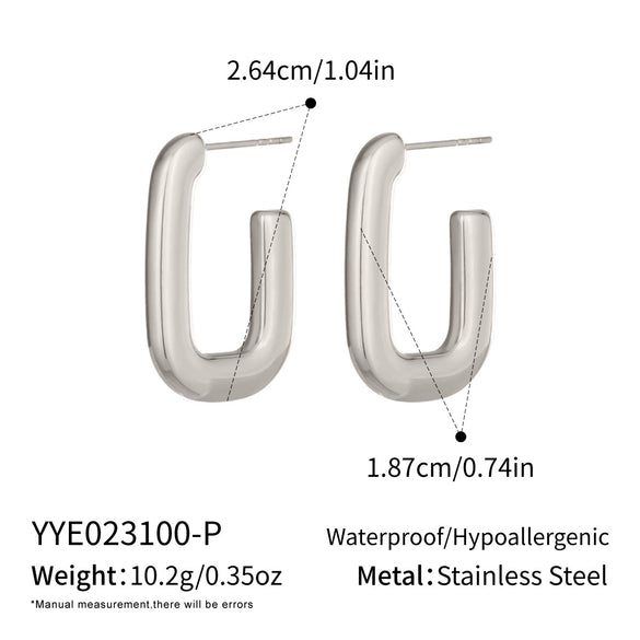 Wholesale Women's Minimalist Geometric Ushaped Real Gold Plated Stainless Steel Earrings