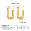 Wholesale Women's Minimalist Geometric Ushaped Real Gold Plated Stainless Steel Earrings