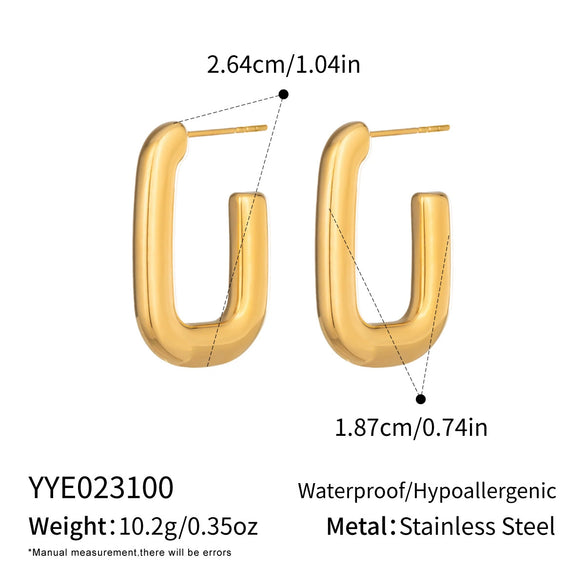 Wholesale Women's Minimalist Geometric Ushaped Real Gold Plated Stainless Steel Earrings