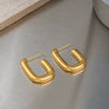Wholesale Women's Minimalist Geometric Ushaped Real Gold Plated Stainless Steel Earrings