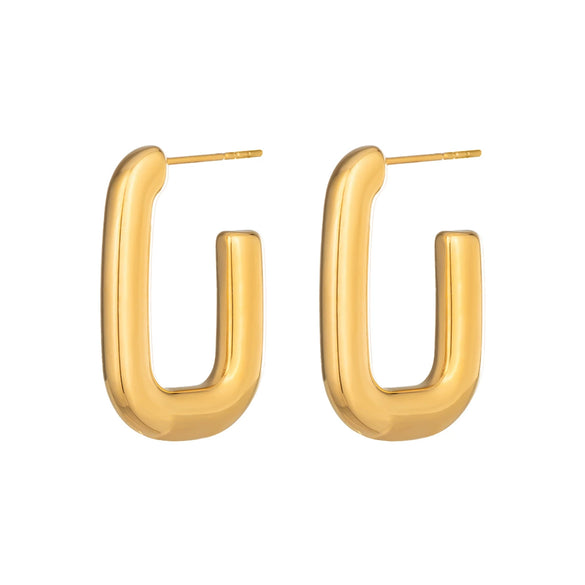 Wholesale Women's Minimalist Geometric Ushaped Real Gold Plated Stainless Steel Earrings
