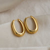 Wholesale Women's Minimalist Geometric Ushaped Stainless Steel Earrings With Vacuum Real Gold Plating