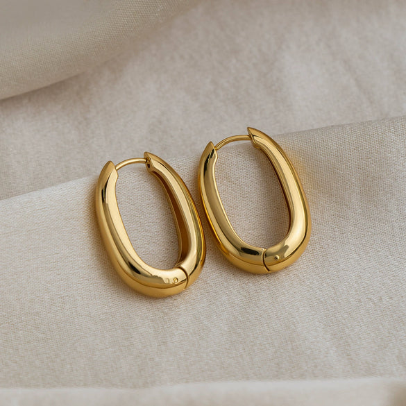 Wholesale Women's Minimalist Geometric Ushaped Stainless Steel Earrings With Vacuum Real Gold Plating