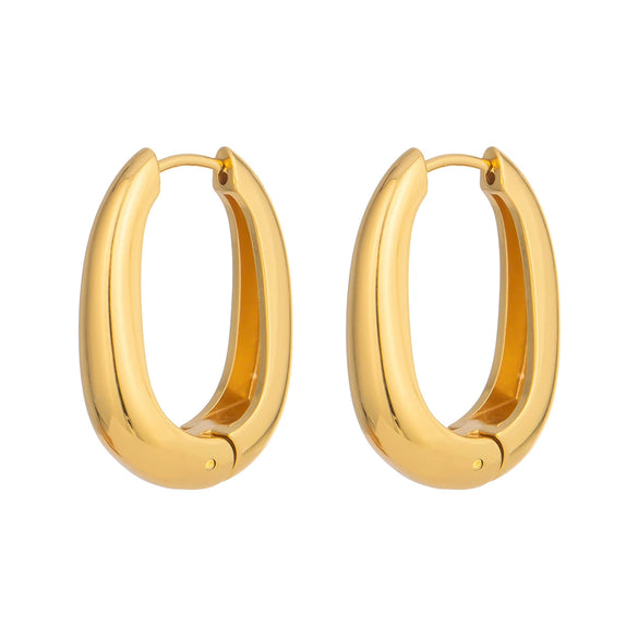 Wholesale Women's Minimalist Geometric Ushaped Stainless Steel Earrings With Vacuum Real Gold Plating