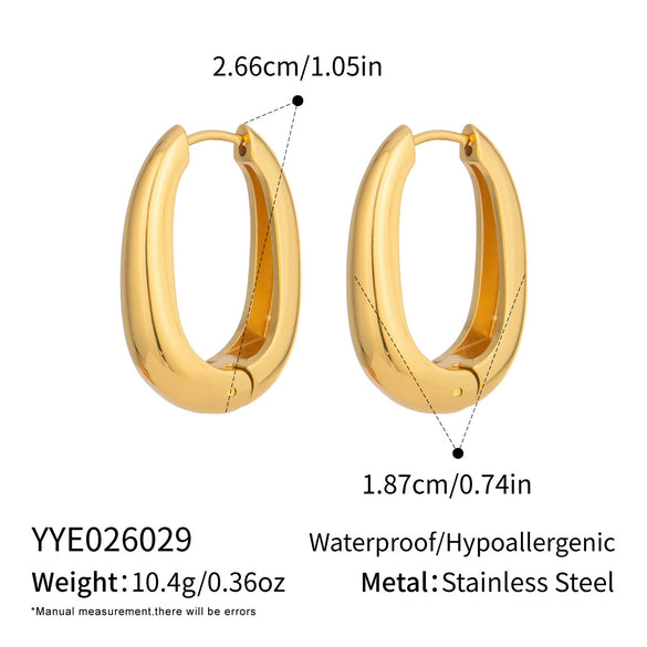 Wholesale Women's Minimalist Geometric Ushaped Stainless Steel Earrings With Vacuum Real Gold Plating