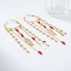 Wholesale Women's Minimalist Geometric Zinc Alloy Exaggerated Tassel Feather Multilayer Earrings With Electroplating