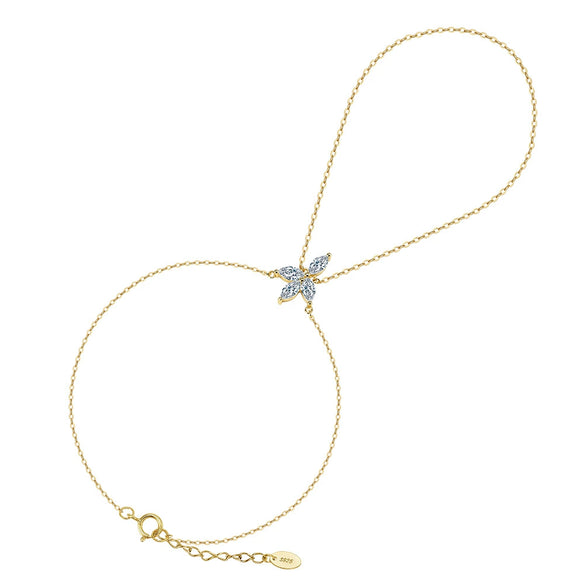 Wholesale Women's Minimalist Geometric Zircon Silver Fingerlink Bracelet
