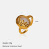Wholesale Women's Minimalist Heart Shape Stainless Steel Electroplated Open Ring Jewelry Hand Accessories