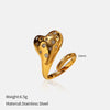 Wholesale Women's Minimalist Heart Shape Stainless Steel Electroplated Open Ring Jewelry Hand Accessories