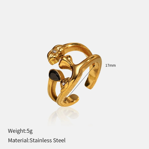 Wholesale Women's Minimalist Heart Shape Stainless Steel Electroplated Open Ring Jewelry Hand Accessories