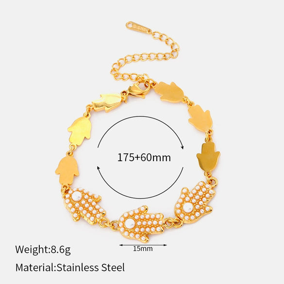 Wholesale Women's Minimalist Ins Style Bowshaped Inlaid Pearl Stainless Steel Electroplated Bracelet