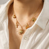 Wholesale Women's Minimalist Ins Style Gold Plated Geometric Stainless Steel Handmade Chain Necklace With Sun Heart Conch Shell Cross Pendant