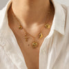 Wholesale Women's Minimalist Ins Style Gold Plated Geometric Stainless Steel Handmade Chain Necklace With Sun Heart Conch Shell Cross Pendant
