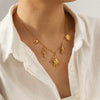 Wholesale Women's Minimalist Ins Style Gold Plated Geometric Stainless Steel Handmade Chain Necklace With Sun Heart Conch Shell Cross Pendant