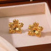 Wholesale Women's Minimalist Irregular Three Dimensional Flower Earrings Stainless Steel Electroplated