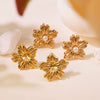 Wholesale Women's Minimalist Irregular Three Dimensional Flower Earrings Stainless Steel Electroplated