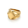 Wholesale Women's Minimalist 18K Gold Texture Wide Metal Ring With Faceted Design Electroplated