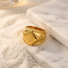 Wholesale Women's Minimalist 18K Gold Texture Wide Metal Ring With Faceted Design Electroplated