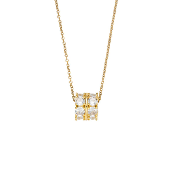 Wholesale Women's Minimalist Light Luxury Cross Chain Necklace With Gold Plated Copper Zircon Pendant And Titanium Steel Chain