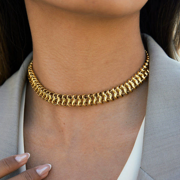 Wholesale Women's Minimalist Light Luxury Geometric Stainless Steel Electroplated Choker Necklace