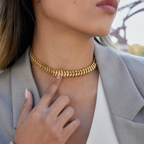 Wholesale Women's Minimalist Light Luxury Geometric Stainless Steel Electroplated Choker Necklace
