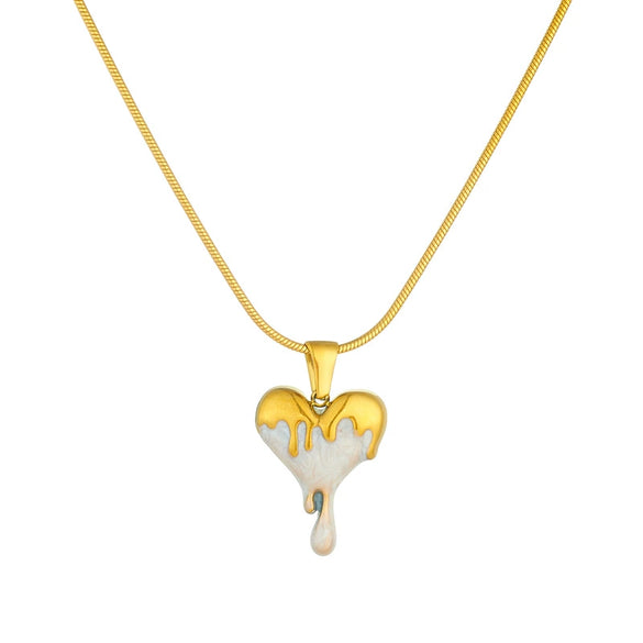 Wholesale Women's Minimalist Love Water Drops Bells Pattern Titanium Steel Jewelry Set With Electroplating And Snake Bone Chain