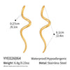 Wholesale Women's Minimalist Modern Geometric Wave Stainless Steel Earrings With Pvd Furnace Vacuum Real Gold Plating