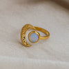 Wholesale Women's Minimalist Moon Opal Open Ring Stainless Steel 18K Gold Vacuum Plated Jewelry