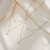 Wholesale Women's Minimalist Natural Geometric S925 Sterling Silver Pearl Double Layer Necklace With Electroplating