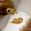 Wholesale Women's Minimalist Natural Metal Doublelayer Drop Shape Goldplated Earrings