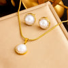 Wholesale Women's Minimalist Natural Round Pearl Diamond Twist Chain Stainless Steel Necklace With Electroplating