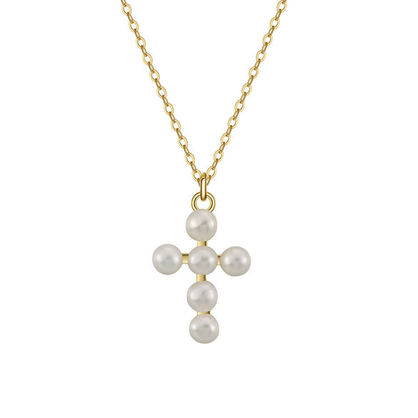 Wholesale Women's Minimalist Natural S925 Sterling Silver Electroplated Cross Necklace