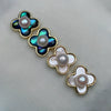 Wholesale Women's Minimalist Pearl Earrings With 925 Silver Needles And Four Leaf Clover Design