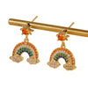 Wholesale Women's Minimalist Rainbow Cloud Sunstone Copper Earrings 14K Gold Plated With Colorful Zircon