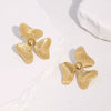 Wholesale Women's Minimalist Stainless Steel Electroplated Threepetal Flower Design Earrings