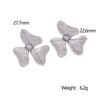 Wholesale Women's Minimalist Stainless Steel Electroplated Threepetal Flower Design Earrings