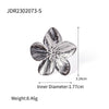Wholesale Women's Minimalist Stainless Steel Flower Pleated Opening Ring With Geometric Design And Electroplating