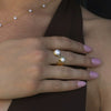 Wholesale Women's Minimalist Stainless Steel Geometric Open Pearl Ring With 18K Gold Electroplating