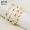 Wholesale Women's Minimalist Stainless Steel Natural Pearl Round Beads Hand Beaded Bracelet