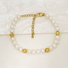 Wholesale Women's Minimalist Stainless Steel Natural Pearl Round Beads Hand Beaded Bracelet