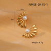 Wholesale Women's Minimalist Stainless Steel Pearl Flower Electroplated Highend Exaggerated Design Earrings