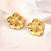 Wholesale Women's Minimalist Stainless Steel Stamped Flower Earrings