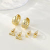 Wholesale Women's Minimalist Star Shape Copper Zircon Earrings Set With 14K Gold Electroplating