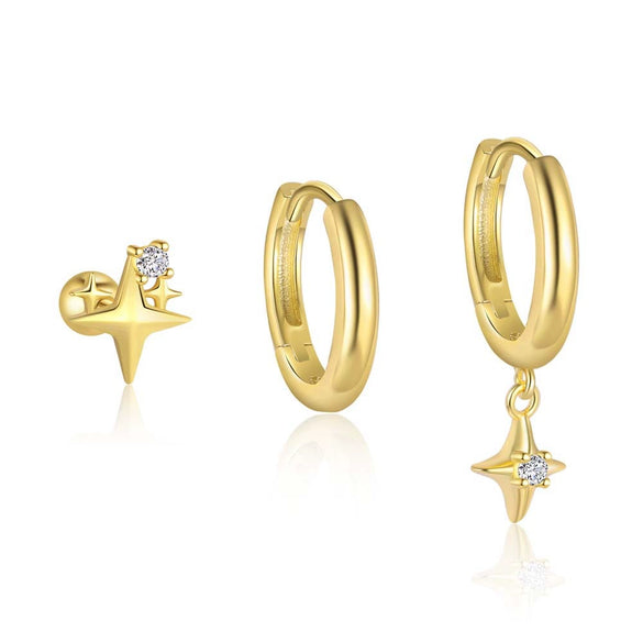 Wholesale Women's Minimalist Star Shape 925 Sterling Silver Earrings With Zirconia