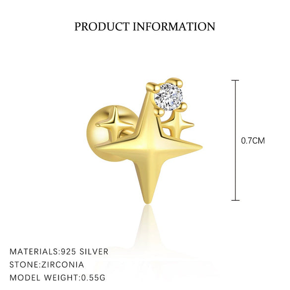 Wholesale Women's Minimalist Star Shape 925 Sterling Silver Earrings With Zirconia