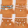 Wholesale Women's Minimalist Starfish Anklet Set Alloy Beaded Decoration Accessories