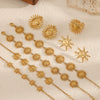 Wholesale Women's Minimalist Sunflower Stainless Steel Jewelry Set Real Gold Plated Bracelet Earrings